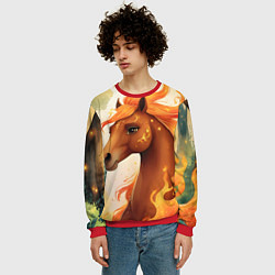 Свитшот мужской Милая огненная лошадь, цвет: 3D-красный — фото 2