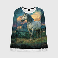 Свитшот мужской Конь маслом, цвет: 3D-белый