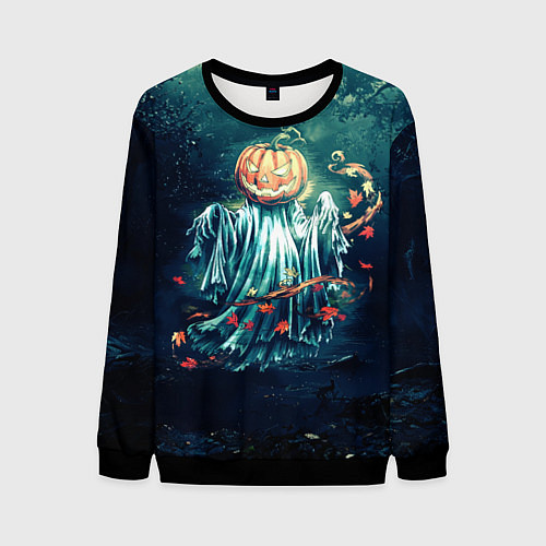 Мужской свитшот Тыква призрак / 3D-Черный – фото 1