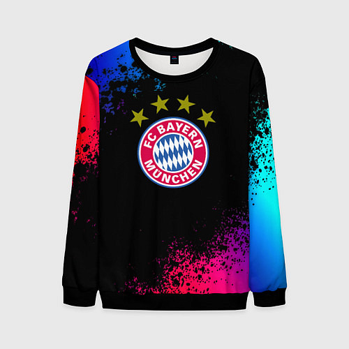 Мужской свитшот Бавария Мюнхен краски неон градиент / 3D-Черный – фото 1