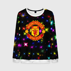 Свитшот мужской Манчестер Юнайтед праздничные огни, цвет: 3D-белый