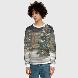 Свитшот мужской Елка во дворе, цвет: 3D-белый — фото 2