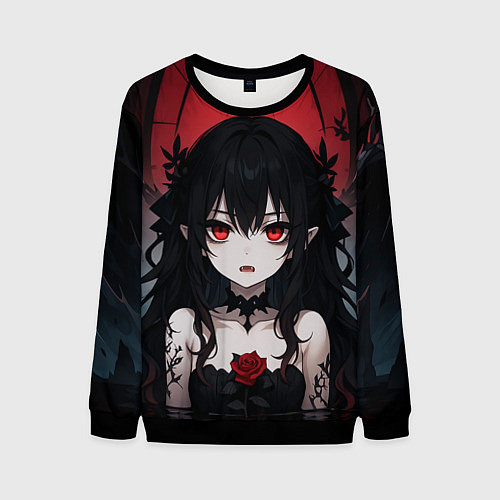Мужской свитшот Девушка в стиле аниме в воде / 3D-Черный – фото 1