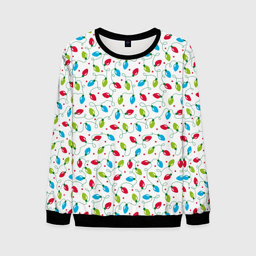 Мужской свитшот Гирлянда триколор / 3D-Черный – фото 1