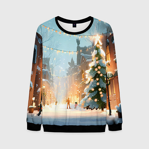 Мужской свитшот Новогодняя елочка / 3D-Черный – фото 1