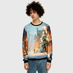 Свитшот мужской Новогодняя елочка, цвет: 3D-черный — фото 2