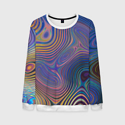 Свитшот мужской Абстрактная рябь, цвет: 3D-белый