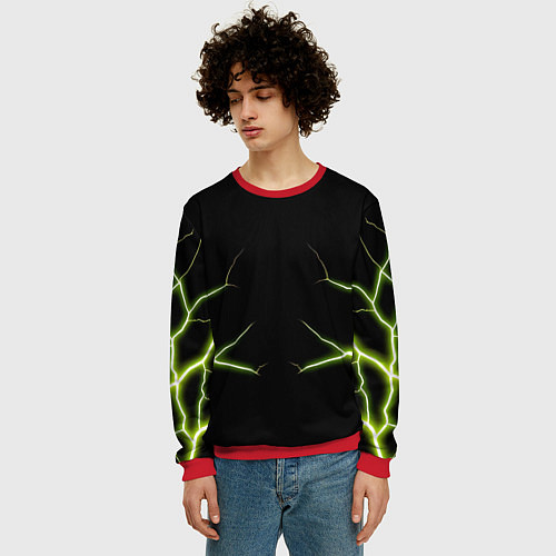 Мужской свитшот Color green black / 3D-Красный – фото 3