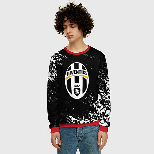 Мужской свитшот Ювентус черепа краски / 3D-Красный – фото 3