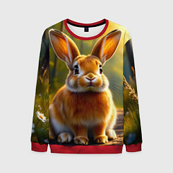 Свитшот мужской Зайчик в лесу, цвет: 3D-красный