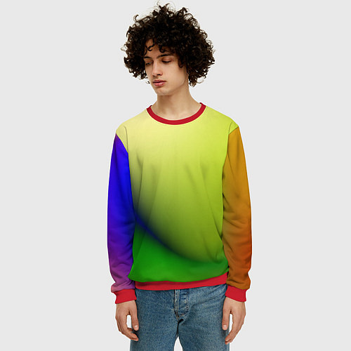 Мужской свитшот The color is multicolored / 3D-Красный – фото 3