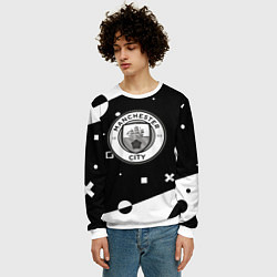Свитшот мужской Манчестер сити геометрия блэк, цвет: 3D-белый — фото 2