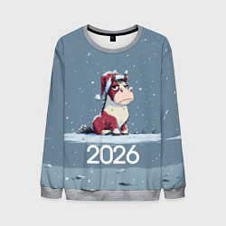 Свитшот мужской 2026 Новогодняя карикатурная лошадка, цвет: 3D-меланж