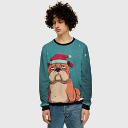 Свитшот мужской Новогодний недовольный бульдог, цвет: 3D-черный — фото 2