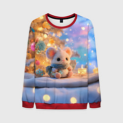 Свитшот мужской Новогодняя милая мышка, цвет: 3D-красный