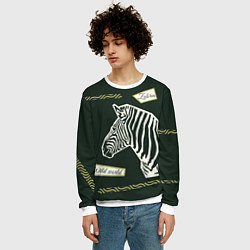 Свитшот мужской Зебра-коллаж, цвет: 3D-белый — фото 2