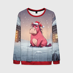 Свитшот мужской Розовая новогодняя лошадка, цвет: 3D-красный