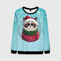 Свитшот мужской Новогодний мурлыка, цвет: 3D-черный