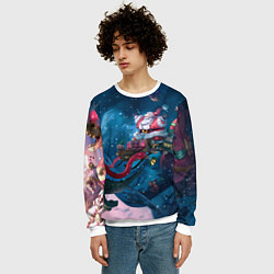 Свитшот мужской Санта с динозавром, цвет: 3D-белый — фото 2