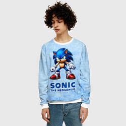 Свитшот мужской Sonic - синий ёж, цвет: 3D-белый — фото 2