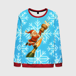 Мужской свитшот Санта летит на пробке шампанского