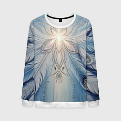Мужской свитшот Ледяной перьевой орнамент со светом