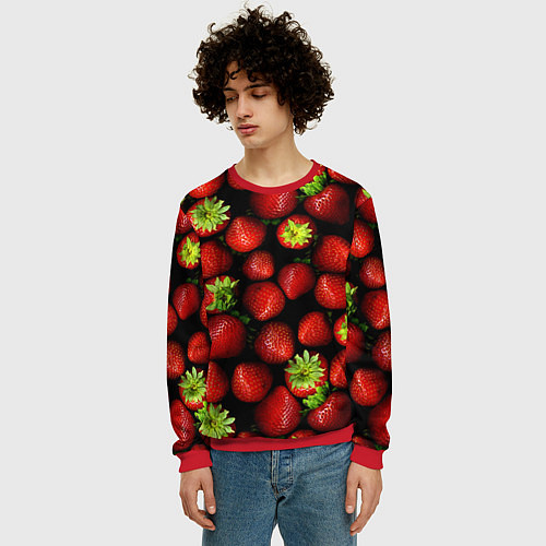 Мужской свитшот Клубничка / 3D-Красный – фото 3