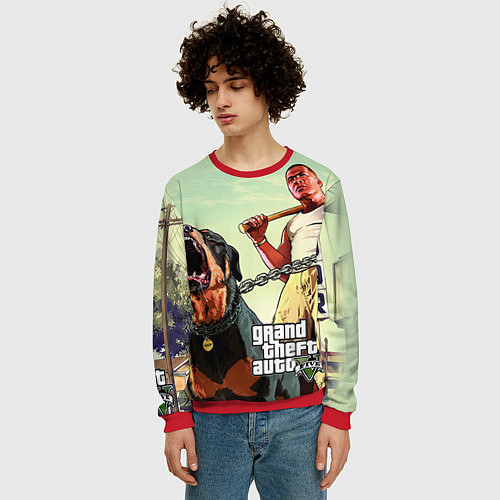 Мужской свитшот GTA 5: Franklin Clinton / 3D-Красный – фото 3