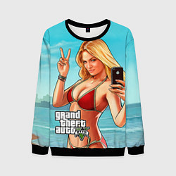 Свитшот мужской GTA 5: Selfie Girl, цвет: 3D-черный