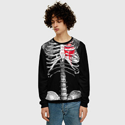 Свитшот мужской Скелет с сердцем, цвет: 3D-черный — фото 2