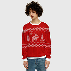 Свитшот мужской Олени под елками, цвет: 3D-белый — фото 2