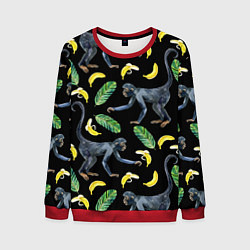 Свитшот мужской Обезьянки и бананы, цвет: 3D-красный