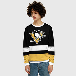 Свитшот мужской Pittsburgh Penguins: Black, цвет: 3D-белый — фото 2