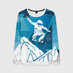 Свитшот мужской Горы и сноубордист, цвет: 3D-белый