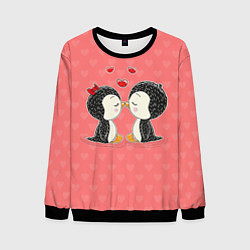 Свитшот мужской Влюбленные пингвины, цвет: 3D-черный