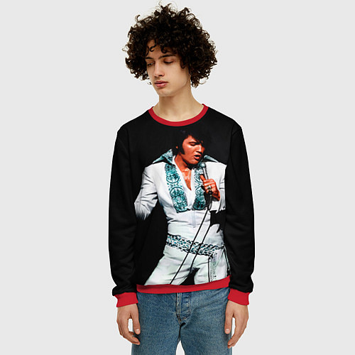 Мужской свитшот Элвис поет / 3D-Красный – фото 3