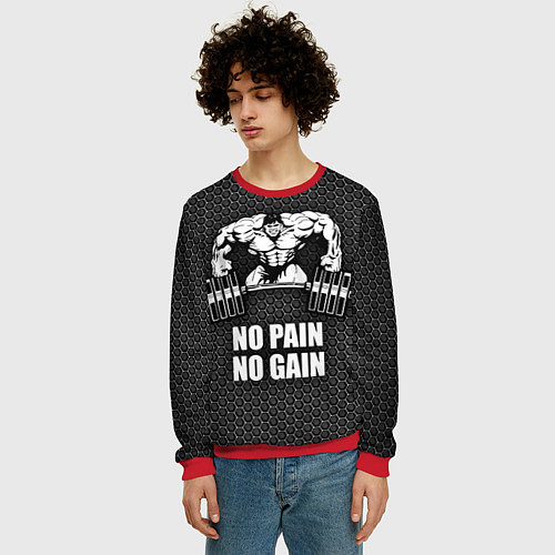 Мужской свитшот No pain, no gain / 3D-Красный – фото 3