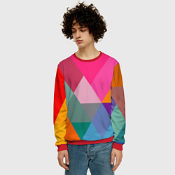 Свитшот мужской Разноцветные полигоны, цвет: 3D-красный — фото 2
