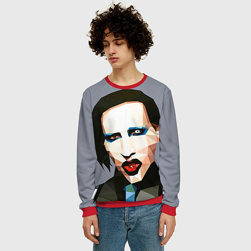 Мужской свитшот Mаrilyn Manson Art / 3D-Красный – фото 3