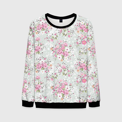 Мужской свитшот Flower pattern / 3D-Черный – фото 1