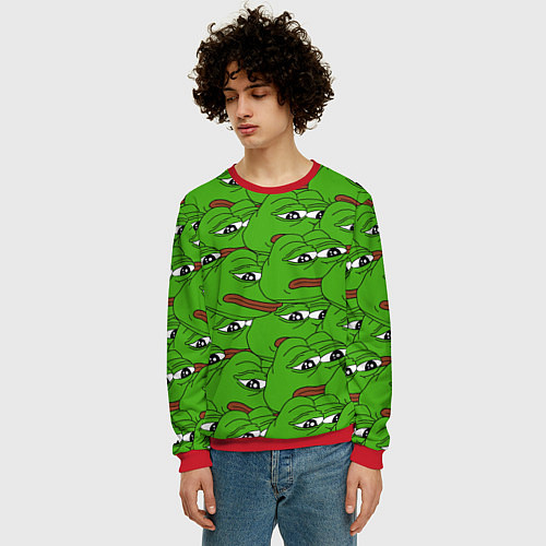 Мужской свитшот Sad frogs / 3D-Красный – фото 3