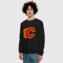 Свитшот хлопковый мужской Calgary Flames, цвет: черный — фото 2