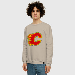 Свитшот хлопковый мужской Calgary Flames цвета миндальный — фото 2