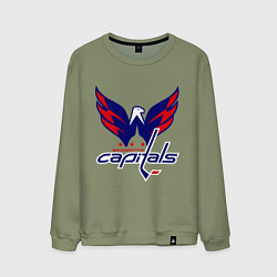 Свитшот хлопковый мужской Washington Capitals: Ovechkin, цвет: авокадо