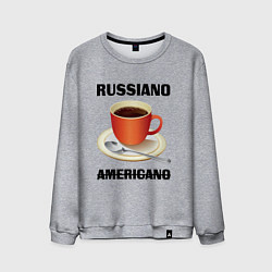 Свитшот хлопковый мужской Russiano is not americano, цвет: меланж