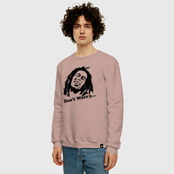 Свитшот хлопковый мужской Bob Marley: Don't worry, цвет: пыльно-розовый — фото 2