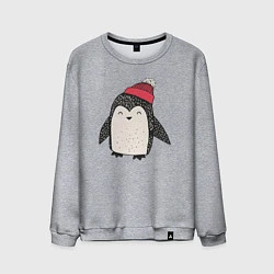 Свитшот хлопковый мужской Зимний пингвин-мальчик, цвет: меланж