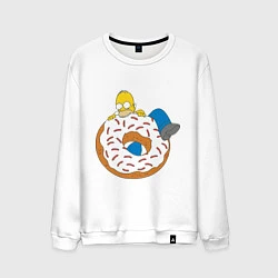 Свитшот хлопковый мужской Гомер на пончике, цвет: белый