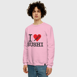 Свитшот хлопковый мужской I love sushi, цвет: светло-розовый — фото 2