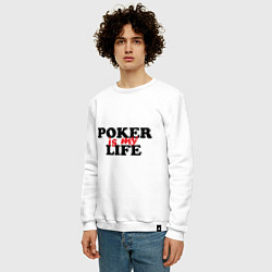 Свитшот хлопковый мужской Poker is My Life, цвет: белый — фото 2
